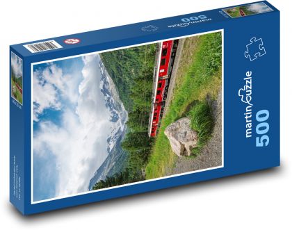 Vlak na horách - Švýcarsko - Puzzle 500 dílků, rozměr 46x30 cm