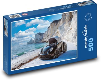 Futuristické auto na pláži - Puzzle 500 dielikov, rozmer 46x30 cm 