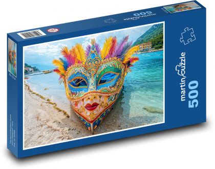 Gondola - Benátska maska - Puzzle 500 dielikov, rozmer 46x30 cm 