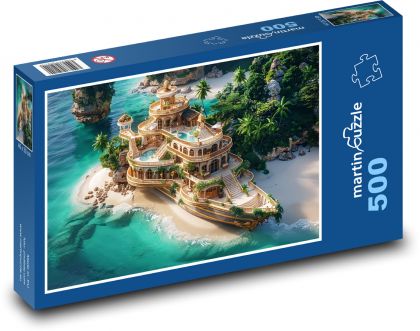 Luxury yacht on the beach - Puzzle of 500 pieces, size 46x30 cm 