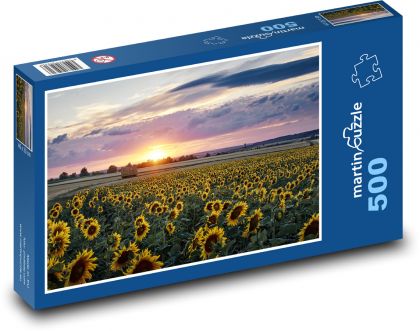Zachód słońca - Słonecznik - Puzzle 500 elementów, rozmiar 46x30 cm
