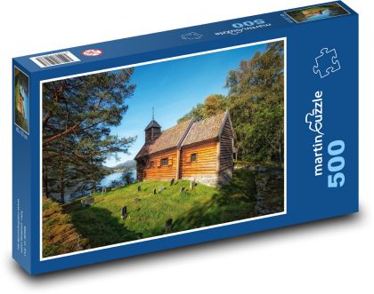 Drevený kostol - Puzzle 500 dielikov, rozmer 46x30 cm 