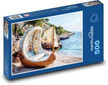 Loď na pláži Puzzle 500 dielikov - 46 x 30 cm 