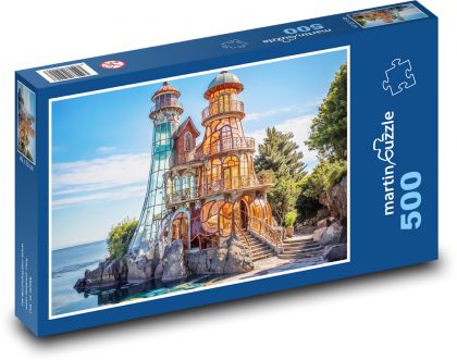 Maják z mozaiky - Puzzle 500 dílků, rozměr 46x30 cm