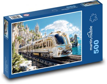 Vlak - lokomotíva - Puzzle 500 dielikov, rozmer 46x30 cm 