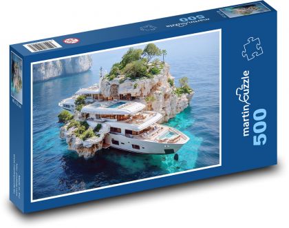 Yacht on the island - Puzzle of 500 pieces, size 46x30 cm 