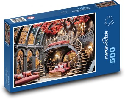 Luxusní ložnice s postelí - puzzle 500 dílků