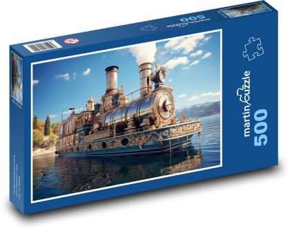 Lokomotíva - Loď - Puzzle 500 dielikov, rozmer 46x30 cm 