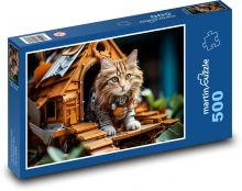 Katze - Katzenhaus Puzzle 500 Teile - 46 x 30 cm