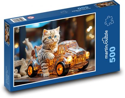Kočka v autě - puzzle 500 dílků