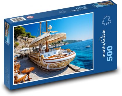Gauč - loď, pláž - Puzzle 500 dielikov, rozmer 46x30 cm 