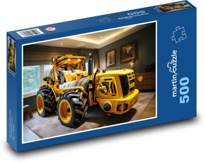 Postel - žluté auto - puzzle 500 dílků