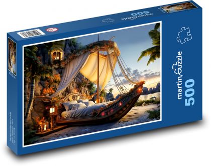 Łóżko z baldachim - Puzzle 500 elementów, rozmiar 46x30 cm