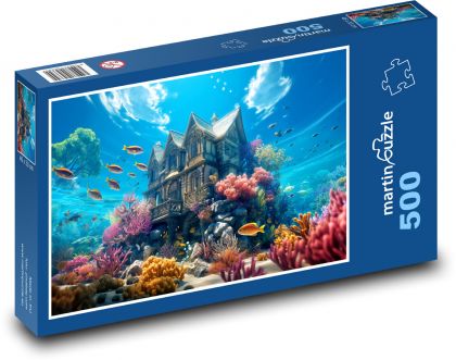 House under the sea - corals - Puzzle of 500 pieces, size 46x30 cm 