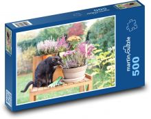 Black Cat - Flowers Puzzle of 500 pieces - 46 x 30 cm