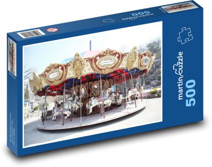 Karuzela w parku rozrywki - Puzzle 500 elementów, rozmiar 46x30 cm