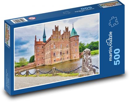 Vodný hrad Egeskov - Fyn, Dánsko - Puzzle 500 dielikov, rozmer 46x30 cm 