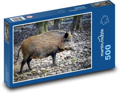 Dzik w lesie - Puzzle 500 elementów, rozmiar 46x30 cm
