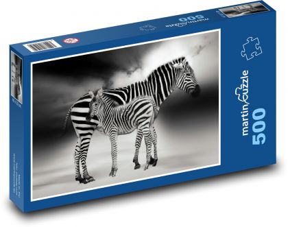 Zebra - matka a mláďa - Puzzle 500 dielikov, rozmer 46x30 cm 