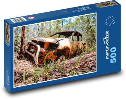 Spalony samochód - samochód terenowy - Puzzle 500 elementów, rozmiar 46x30 cm