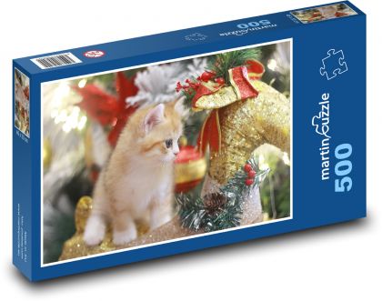 Kot - zdjęcie świąteczne - Puzzle 500 elementów, rozmiar 46x30 cm