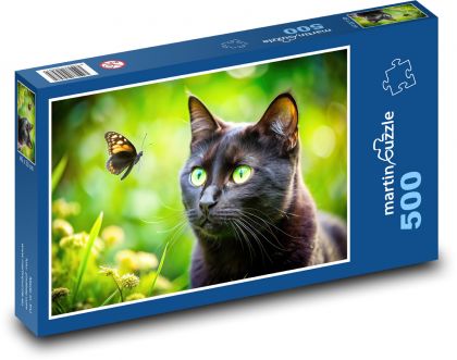 Motýl a černá kočka - puzzle 500 dílků