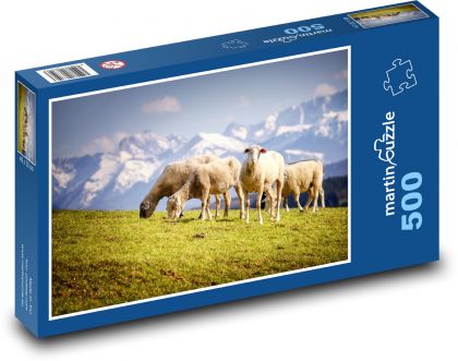 Lúka - stádo oviec - Puzzle 500 dielikov, rozmer 46x30 cm 