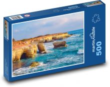 Skalnaté pobřeží - moře, Kypr Puzzle 500 dílků - 46 x 30 cm