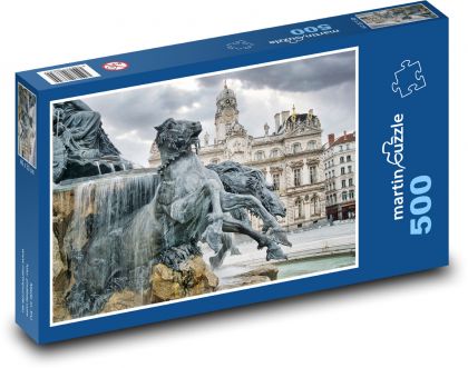 Place des terreaux - fountain - Puzzle of 500 pieces, size 46x30 cm 