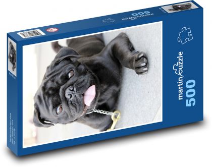 Čierny mops - pes - Puzzle 500 dielikov, rozmer 46x30 cm 