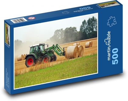 Traktor - balíky sena - puzzle 500 dílků