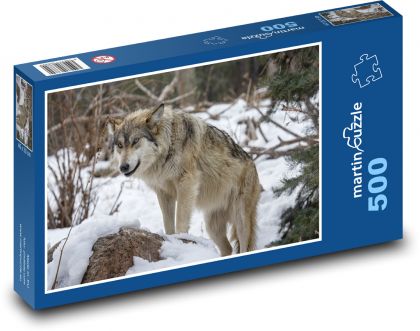 The wolf in the forest - Puzzle of 500 pieces, size 46x30 cm 