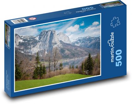 Mountains - lake, trees - Puzzle of 500 pieces, size 46x30 cm 