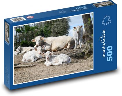 Odpočívajúce kravy a teľatá - Puzzle 500 dielikov, rozmer 46x30 cm 
