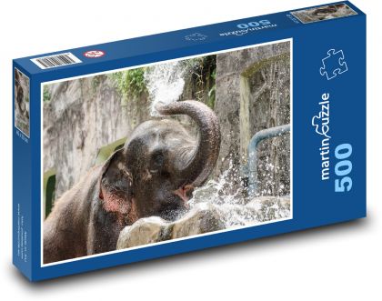 Sprchovanie slona - Puzzle 500 dielikov, rozmer 46x30 cm 