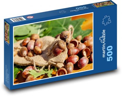 Podzimní hromada žaludů - puzzle 500 dílků