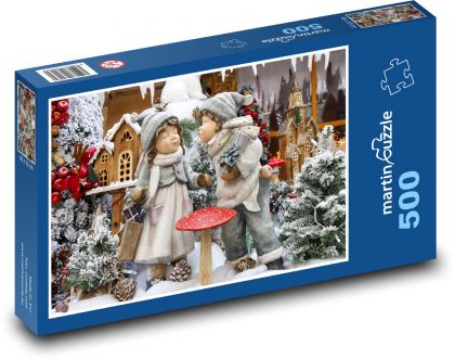 Vánoční panáček a panenka - puzzle 500 dílků