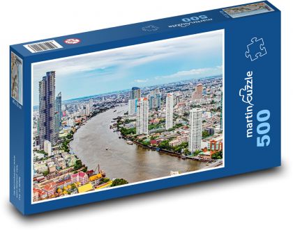 Řeka a mrakodrapy v Bangkoku - puzzle 500 dílků