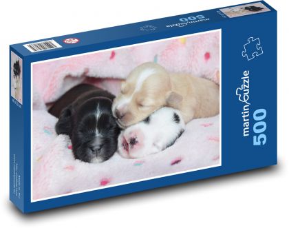 Three sleeping puppies - Puzzle of 500 pieces, size 46x30 cm 