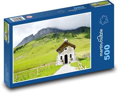 Horská kaplnka pod oblakmi - Puzzle 500 dielikov, rozmer 46x30 cm 