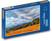 Horská krajina pod dramatickou oblohou Puzzle 500 dílků - 46 x 30 cm