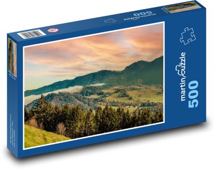 Horská krajina při západu slunce - puzzle 500 dílků