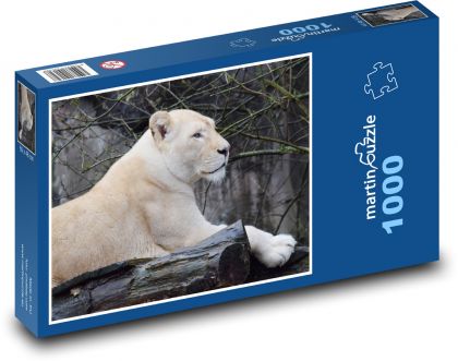 Elegancka biała lwica - Puzzle 1000 elementów, rozmiar 60x46 cm