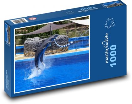 Dolphins jumping in the pool - Puzzle 1000 pieces, size 60x46 cm 