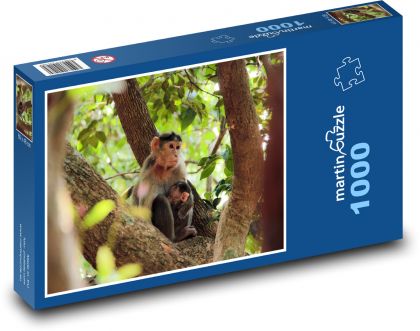 Affe auf einem Baum mit einem Jungtier - Puzzle - 1000 Teile