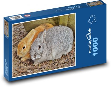 Šedý a hrdzavý králik - Puzzle 1000 dielikov, rozmer 60x46 cm