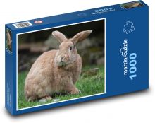 Brown rabbit sitting on a meadow Puzzle 1000 pieces - 60 x 46 cm 