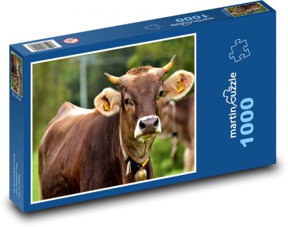 Krava so zvončekom - Puzzle 1000 dielikov, rozmer 60x46 cm
