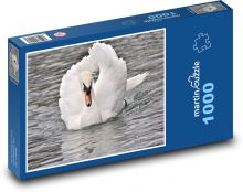 Bílá labuť na rybníku Puzzle 1000 - 60x46 cm
