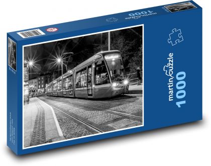 Tramvaj - noc - Puzzle 1000 dílků, rozměr 60x46 cm